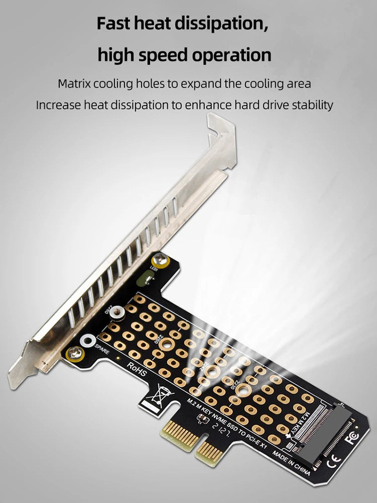 M.2 NVME To PCIe4.0 X1 Expansion Card Adapter Support PCIe X1 X4 X8 X16 Interface with Heat Sink for SSD 2230/2242/2260/2280
