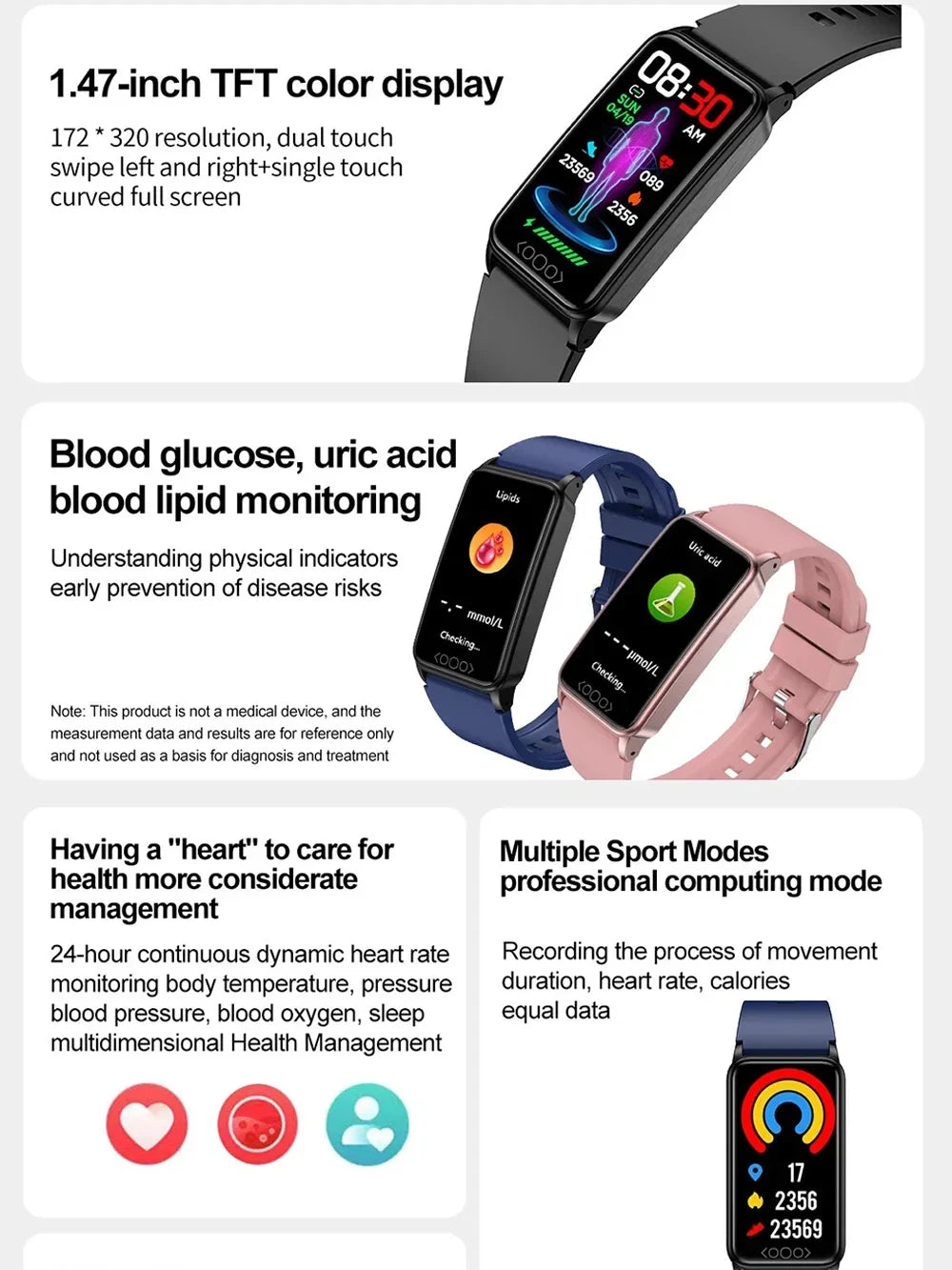 2025 New ECG+PPG Smart Watch Men Heart Rate Uric Acid Blood Fat Call Reminder Health Smartwatch Women Waterproof For Xiaomi IOS