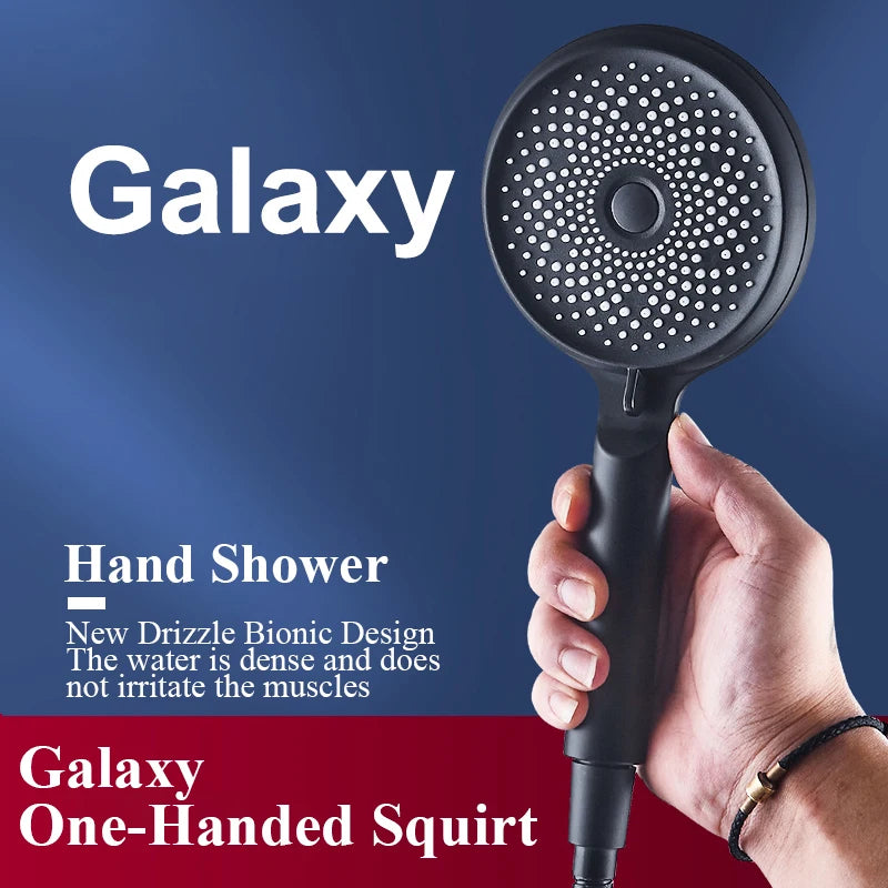 Shower Head 3 Mode Rainfall ABS Round High Pressure Turbo Spray Nozzle Adjustable Black Eco Shower Bathroom Accessories FR102