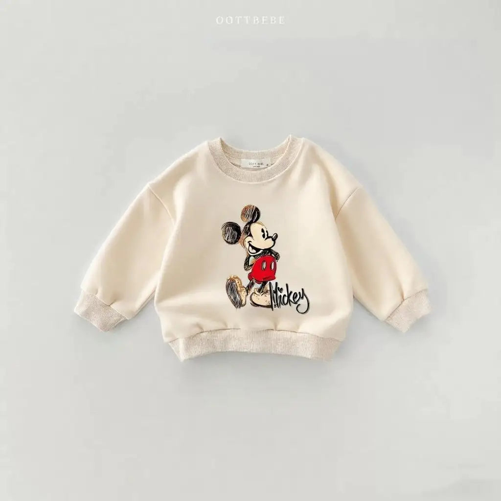 Trendy Clothes 0-6Year Child Cute Sweatshirts Donald Duck Minnie Long-sleeved Tops 2025 Ealry Autumn Clothing Kid Hoodies Casual
