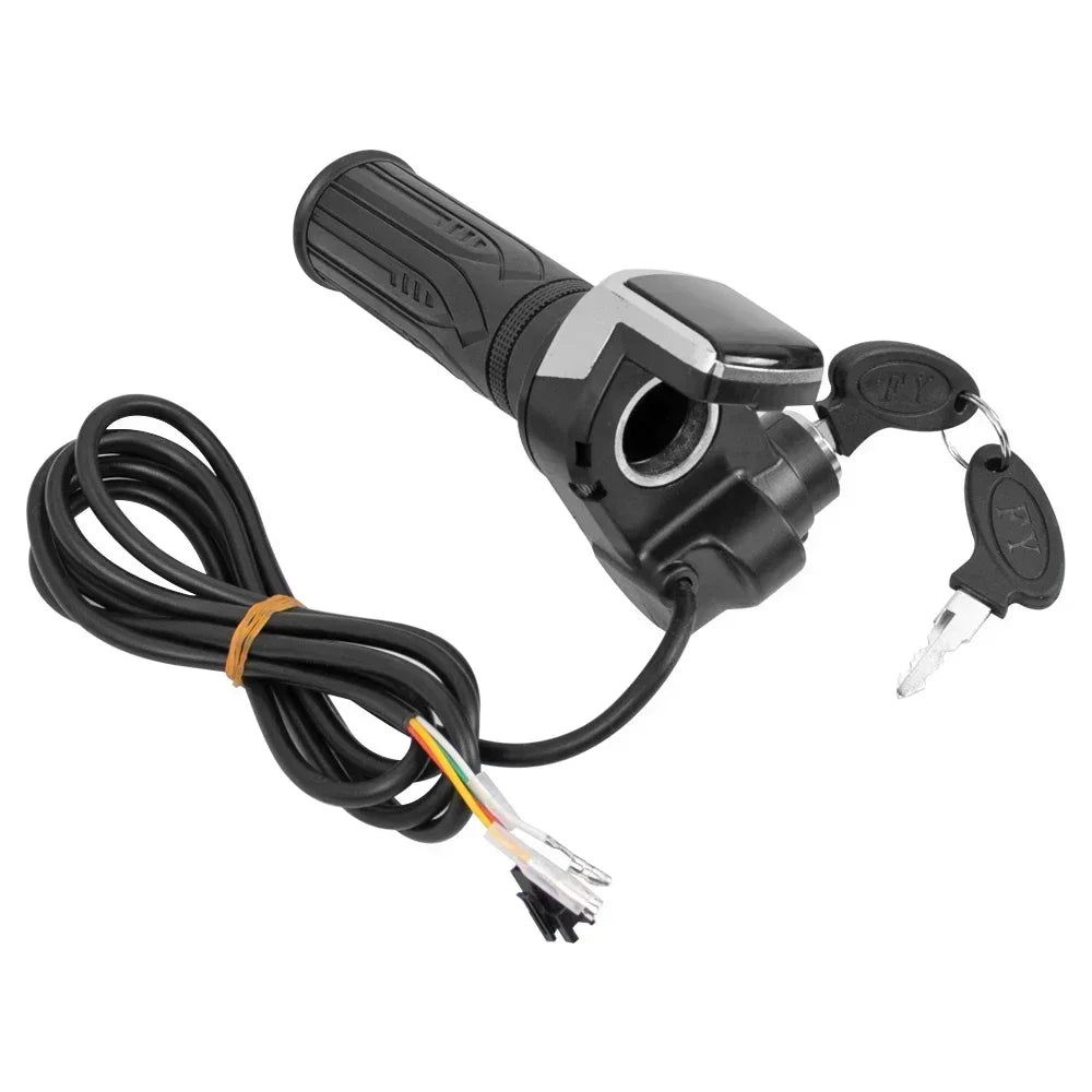36V 48V 60V Electric Bicycle Throttle Grip E-bike Handlebar with Lock Ebike Scooter Accelerator Power Indicator Key LED Display