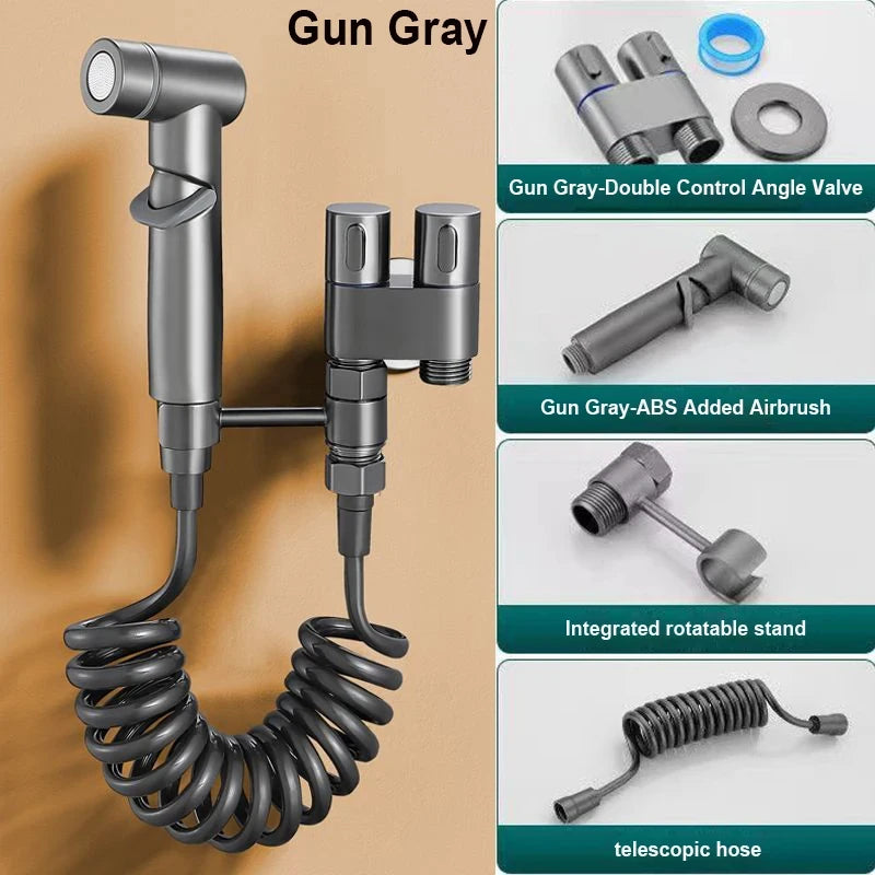 Bidet toilet sprayer set spray water bathroom handheld bidet sprayer toilet shower double outlet angle valve toilet accessories