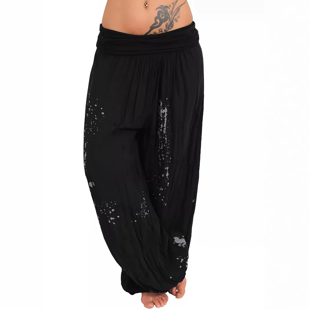 Women New Fashion Floral Print Harem Pants Yoga Pants Ladies Loose Fit Casual Wide Leg Long Trousers Sports Pants