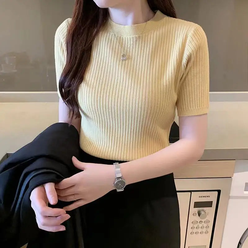 Blusas Mujer Blouses Top FemmeTops Women Blusas Mujer De Moda 2025 Verano Short Sleeve Knit Blouse Women Knitted Pullovers