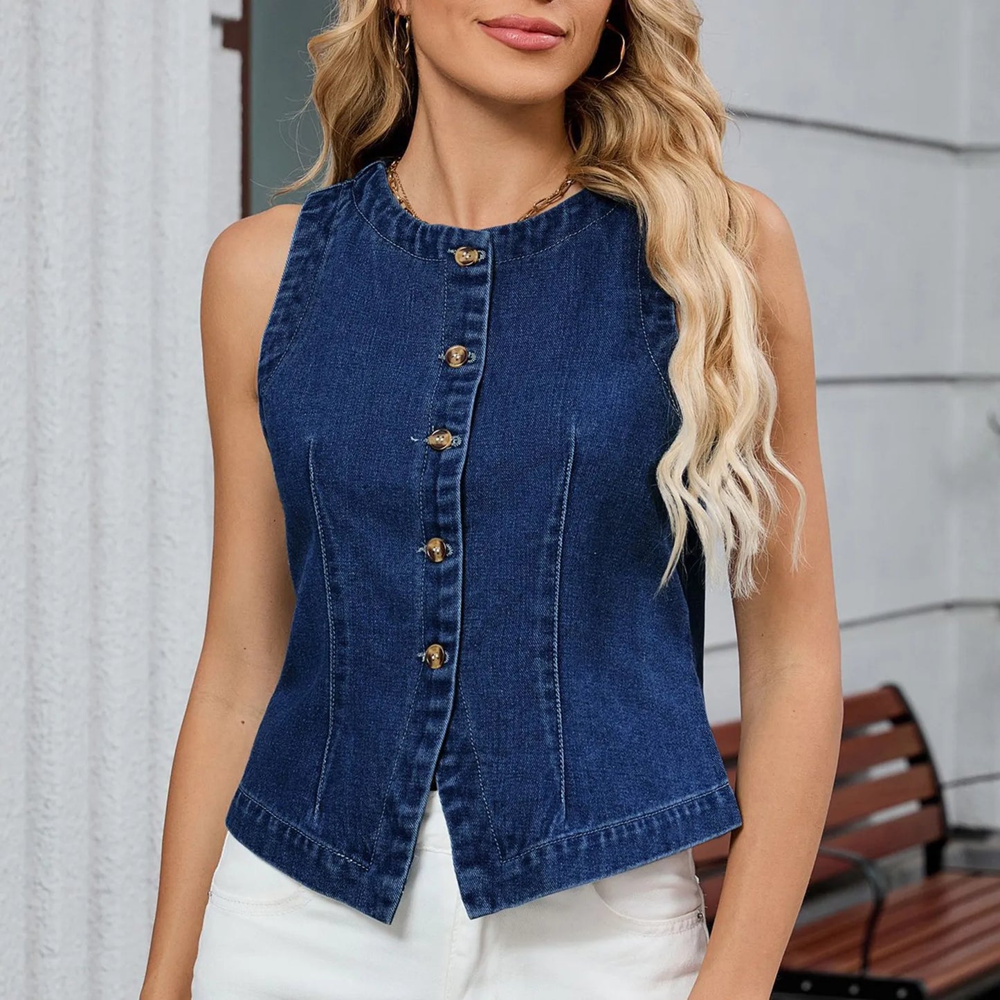 Women'S Fashionable Solid Color Sleeveless Washed Denim Vest Top Ropa De Mujer Woman Clothes Top Mujer Clothes For Woman Tops