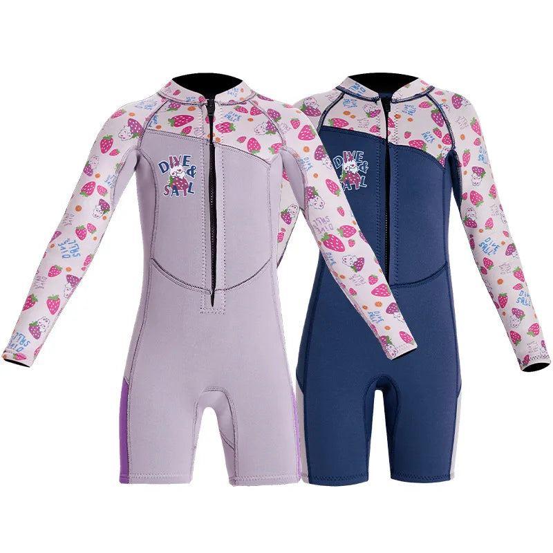 2.5mm Neoprene Surfing Shorty Wetsuit For Children Boys Jellyfish Swimsuit Girls Underwater Diving Suits Kids Scuba Swimwear