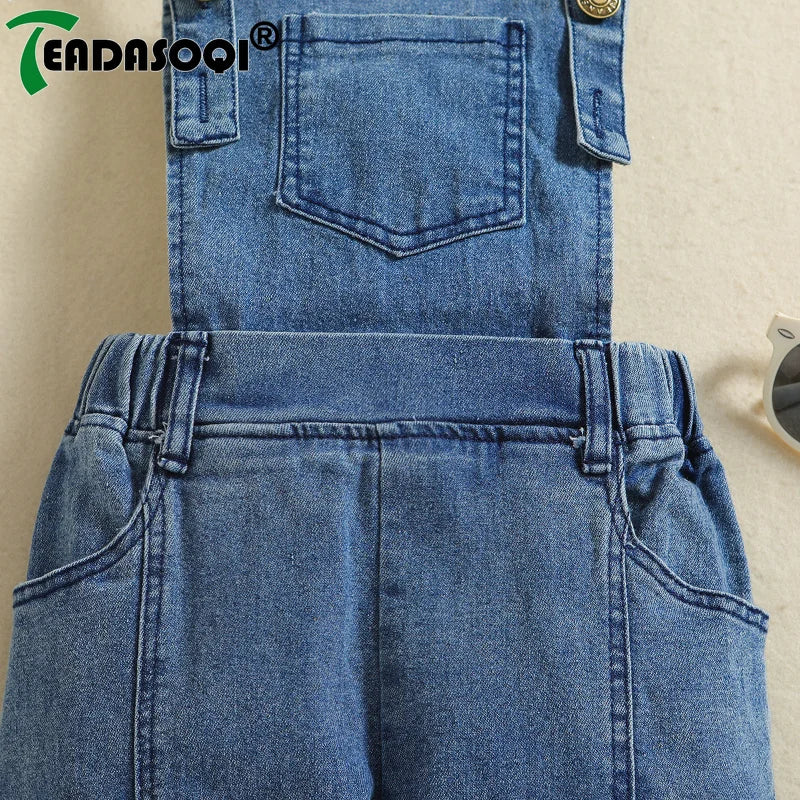 4-8Y Kids Girls Overalls Clothing Spring Autumn Double Shoulder Suspenders Denim Bell Bottoms Children Girl Trousers Clothes