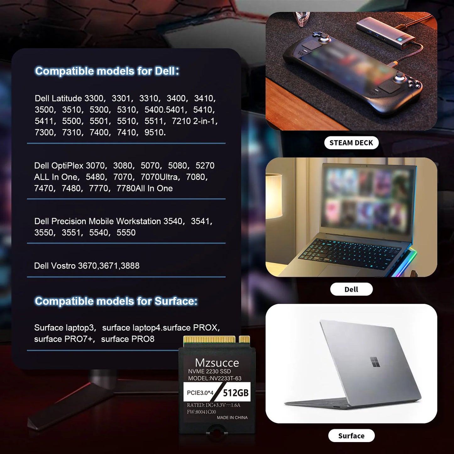 2230 SSD Nvme M2 1tb 512gb 256gb Compatible with Steam Deck Upgrade & Expand, High Performance & Efficiency,High Capacity.