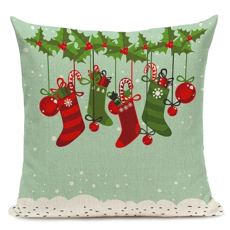 1pcs/SET Christmas Tree Pattern Linen Throw Pillow Case, Decorative Cushion Cover, Car, Home, Sofa Decor, Merry Christmas