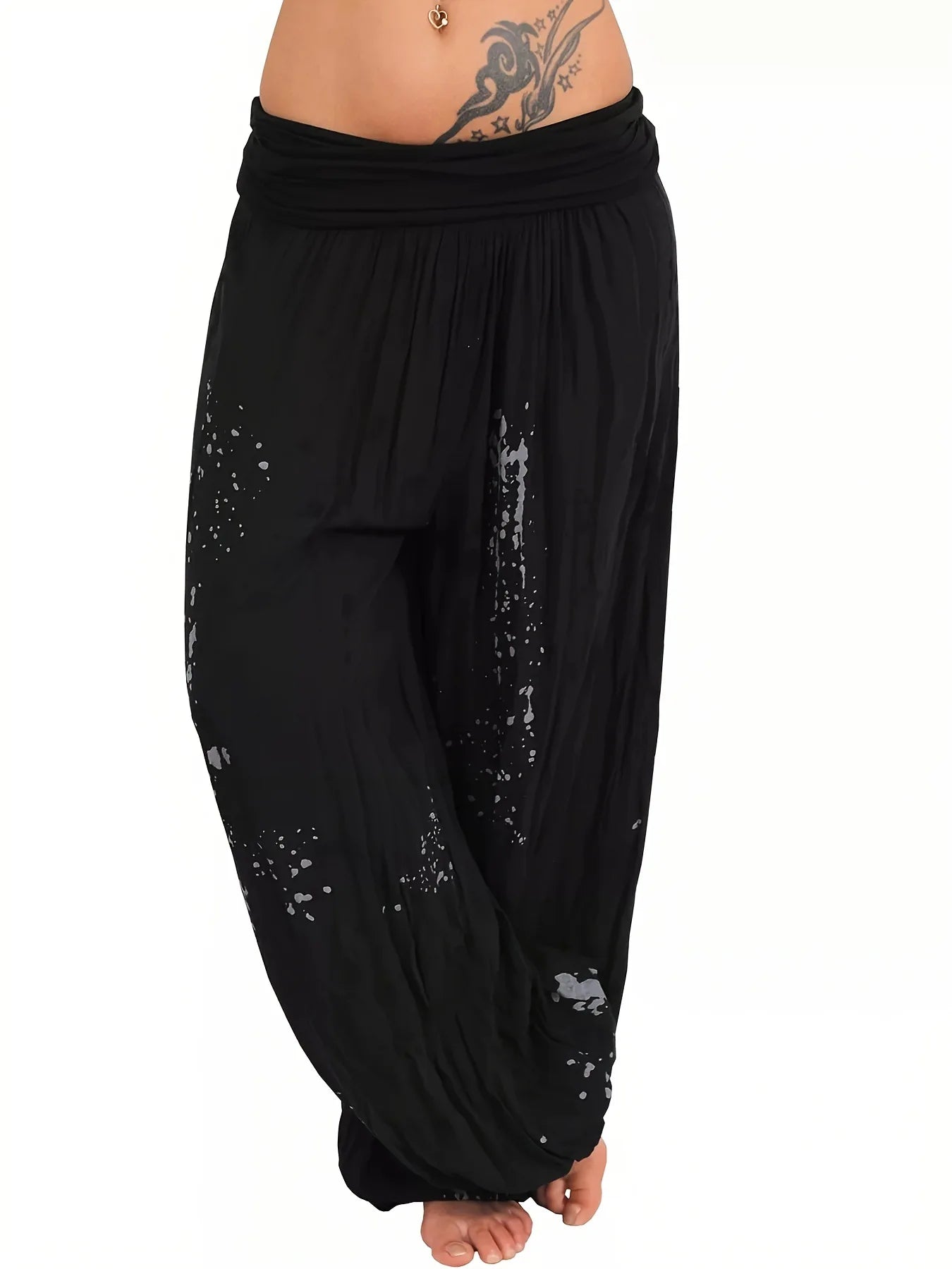 Women New Fashion Floral Print Harem Pants Yoga Pants Ladies Loose Fit Casual Wide Leg Long Trousers Sports Pants