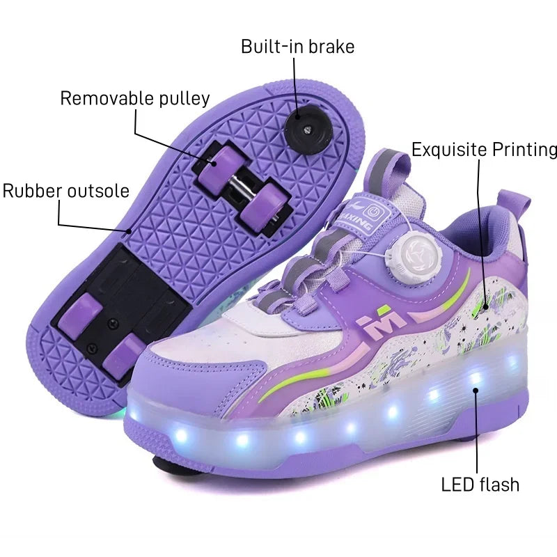 USB Charging LED Luminous Roller Shoes Night Smooth Outdoor Parkour Skates Sports Gift for Christmas