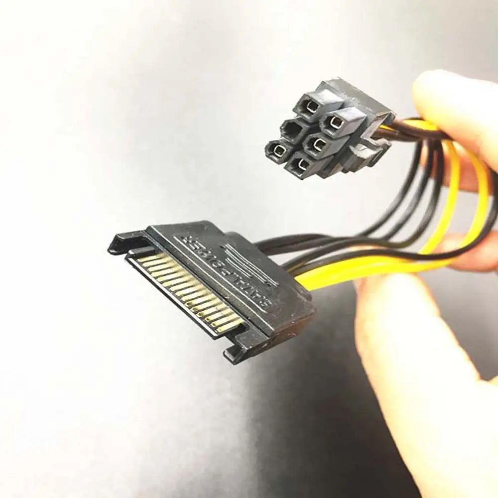 Cable Male to Female 15 Pin To 6 Pin SATA Power Cable Video Card Power Cable Graphics Card Power Cord SATA Adapter Cable