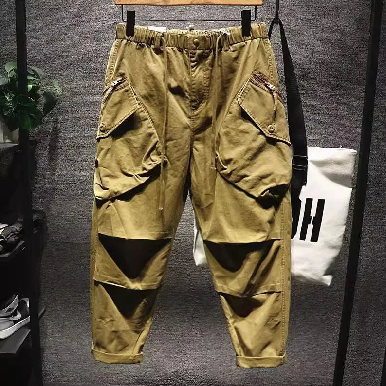 Retro American Men's Wear Resistant Tapered Loose Work Pants Casual Spring Autumn Youthful kets Long Pants Polyester Fiber