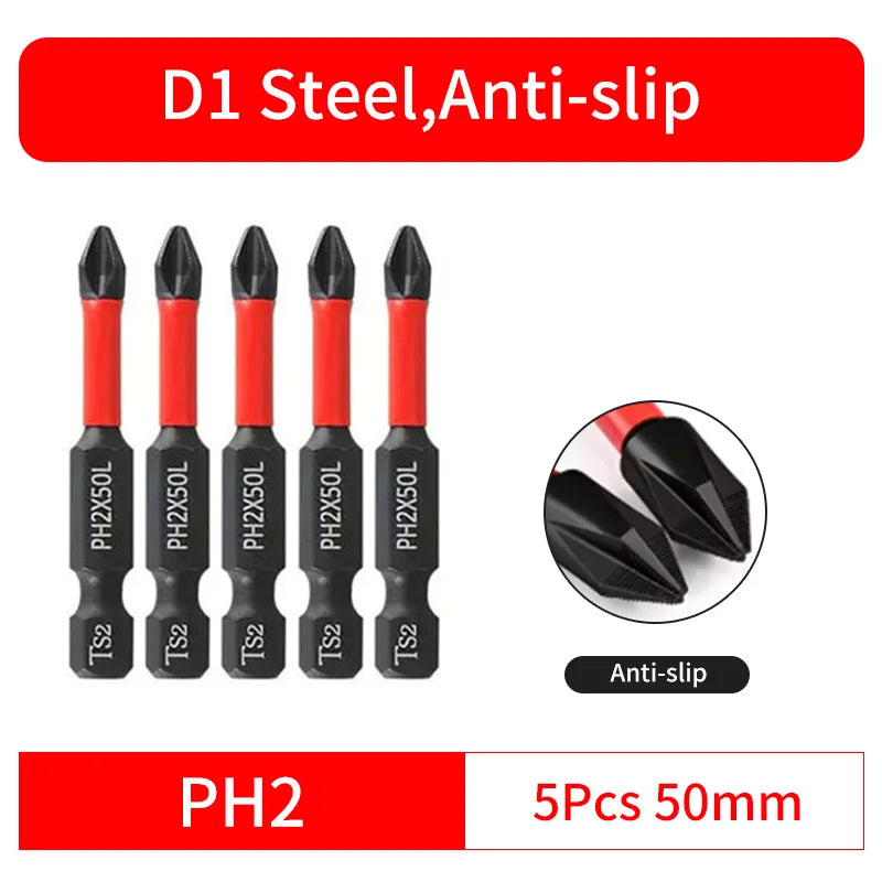 Anti-Slip and Shock-Proof Bits Screwdriver Bits,High Hardness Strong Magnetic 25/50/65/70/90/150mm PH2 Screwdriver Set