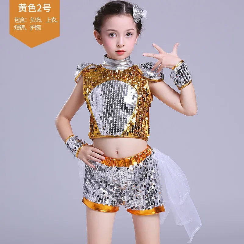 Show 2 Piece Set Children Costumes Summer Baby Girl Clothes Robe Fille Sequin Fashion Teen Boy Outfit Roupa Infantil Kids Suit