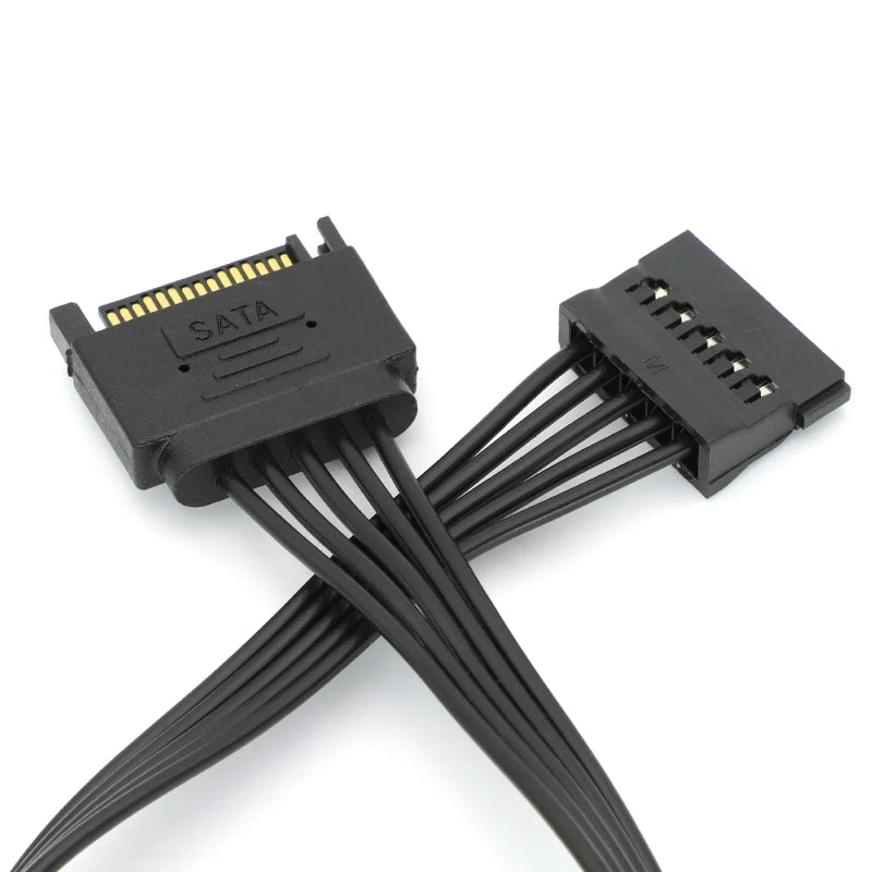 20cm/30cm SATA 15pin Male To Female Power Extension Cable 5-wire Pure Copper Tinned Wire Power Supply Cable For HDD SSD 