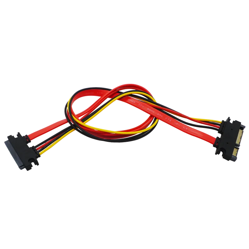 Red 0.3M 0.5M 7+15 22Pin SATA Extension Cable Male To Female 22 Pin Serial ATA Data Power Cord for 2.5 3.5 Inch HDD SSD