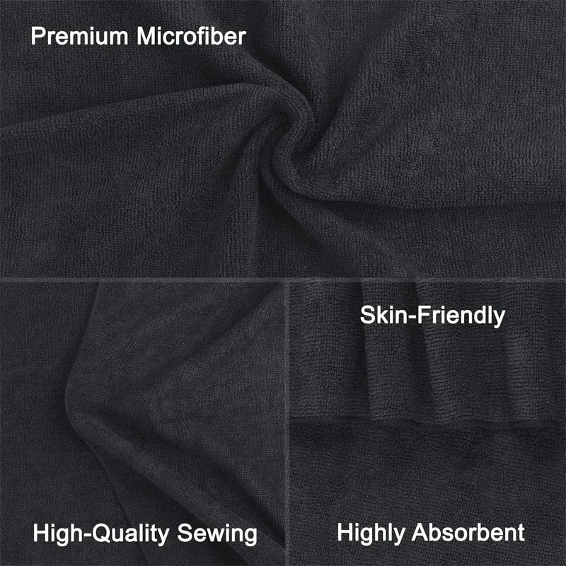 3PCS Microfiber BlackTowels set Thick soft absorbent for home hotel beauty salon Hair Stylist Resort Spa Towel