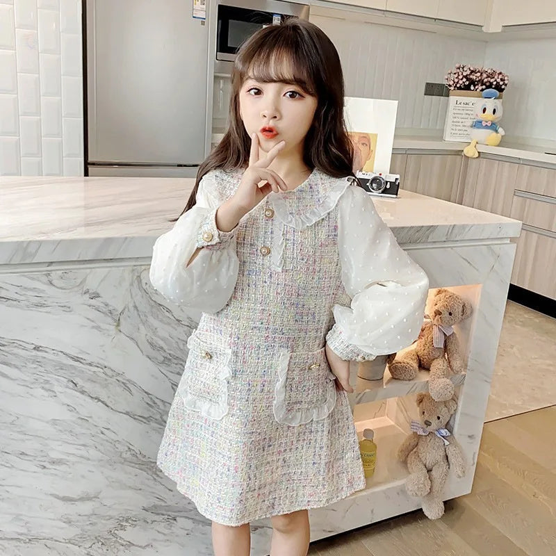 Children's Clothing Girls Spring and Fall Dress 2025 New Girls Small Fragrant Wind Middle and Large Children Princess Skirt