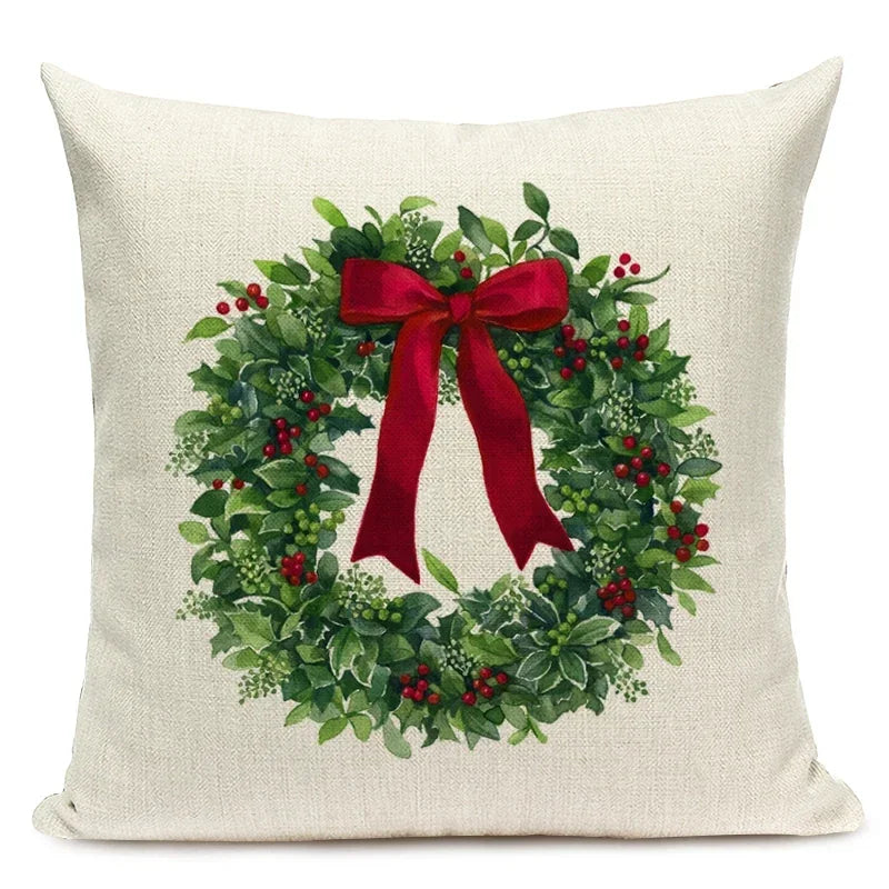1pcs/SET Christmas Tree Pattern Linen Throw Pillow Case, Decorative Cushion Cover, Car, Home, Sofa Decor, Merry Christmas