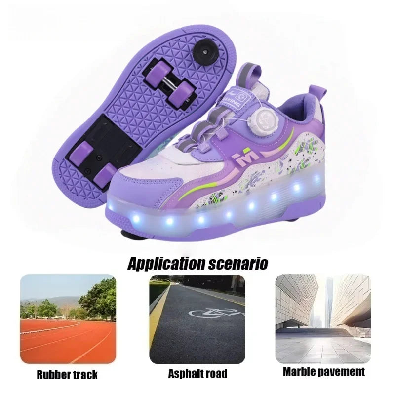 USB Charging LED Luminous Roller Shoes Night Smooth Outdoor Parkour Skates Sports Gift for Christmas