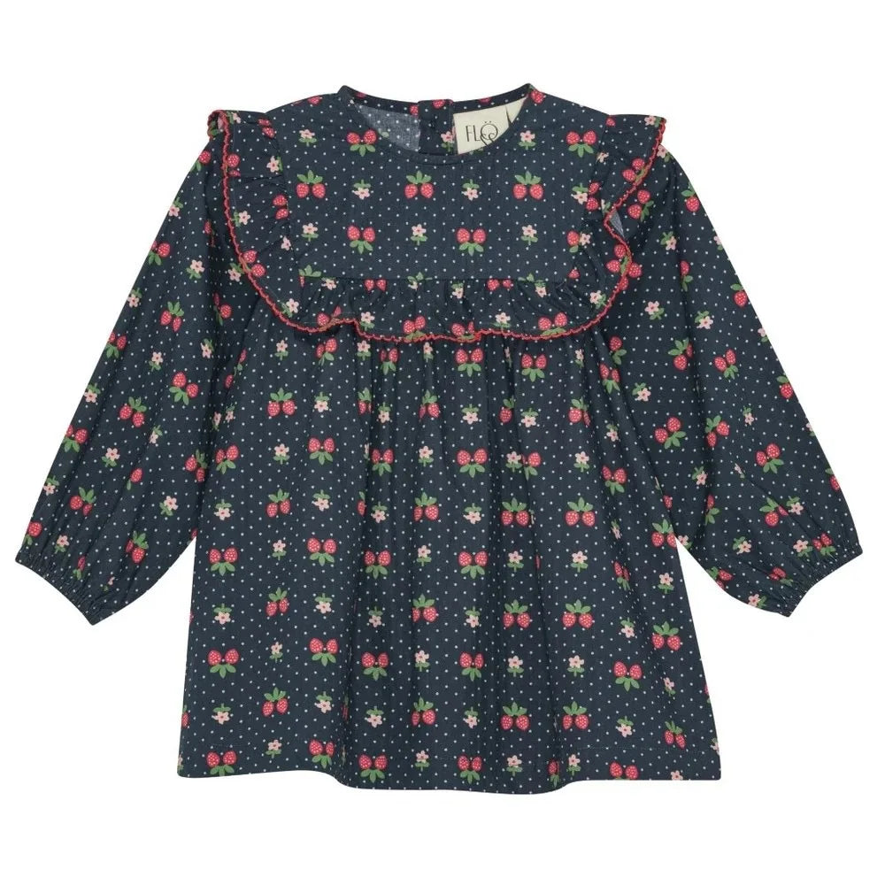 2025 New Kids Girls Clothes AW New Toddler FL Cute Bow Strawberry Printed Dresses Denim Vest Dress Jeans Children Clothing
