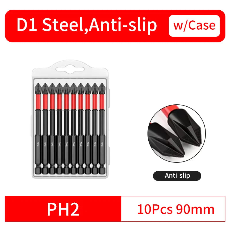 Anti-Slip and Shock-Proof Bits Screwdriver Bits,High Hardness Strong Magnetic 25/50/65/70/90/150mm PH2 Screwdriver Set