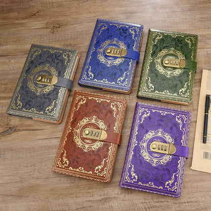 Retro Digital Password Notebook Journal With Lock A5,Diary Perfect for Men and Women-PU Leather Combination Lock Persons Privacy