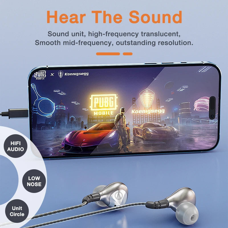 KHwatch RM680＆670 Wired Earphone HiFi Headset 3.5mm＆Type-C Music Earbuds Sport Headphone Bass Stereo Gaming Live Karaoke WithMic