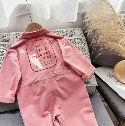 Children Clothing Jumpsuit 2020 Autumn New Cute Girls Casual Letter Tooling Denim Baby Kids Clothes Japanes & Korean Style 1-7 Y