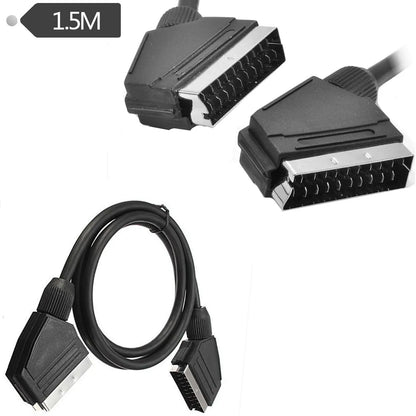 1.5m SCART to SCART Cable Lead Wire with 21 Pins Connected