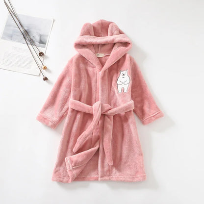 Kids Bathrobe for Girl Children Clothing Girl Flannel Bath Robe Clothes Boy Cartoon Night Robe Kids Pajamas For Girl 1-8 years