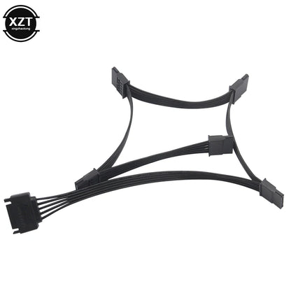 New SATA 15Pin M 1 to 5 SATA 15Pin F Hard Drive Power Supply Splitter Cable Cord for DIY PC Sever 15-pin Power Adapter 60CM