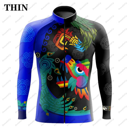 Mexico Aztec Men's Long Sleeve Cycling Jersey Maillot Ciclismo Hombre Equipment BIke ropa Professional Cycling Clothing