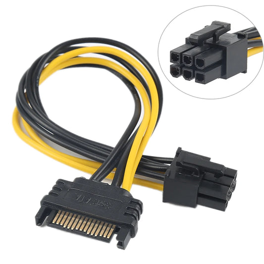 PCI Express 15 Pin to 6 Pin SATA Power Video Card Supply Adapter Cable 20cm