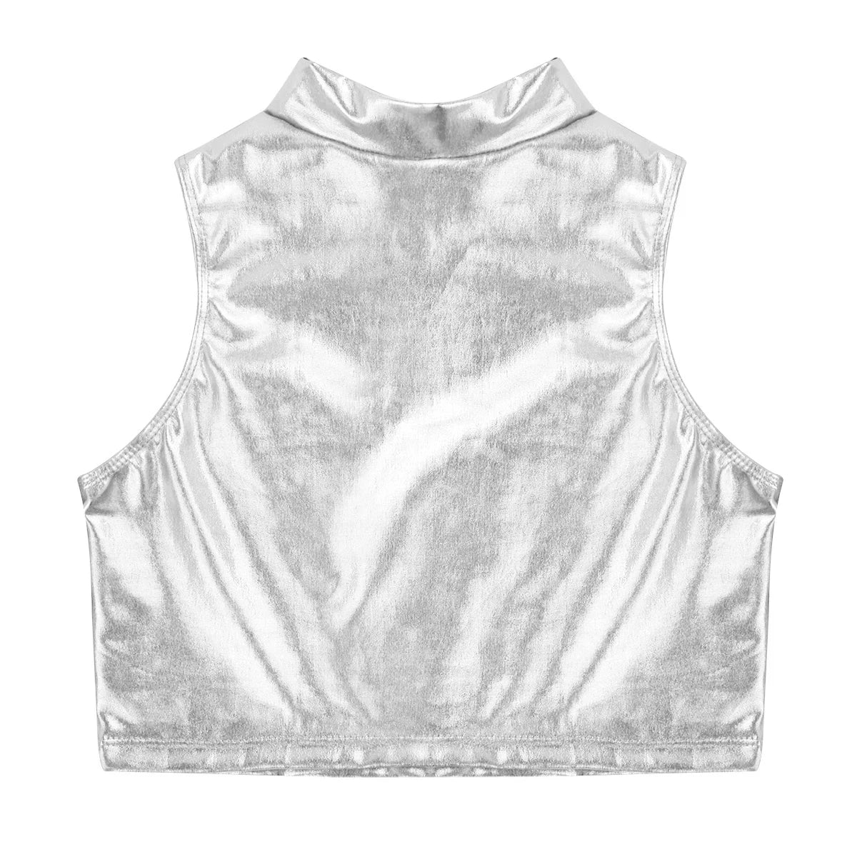Children Clothing Girl Metallic Sleeveless Tops Flared Pleated A-Line Mini Short Skirt Kids Outfits 2pcs Clothes Set Dance Wear