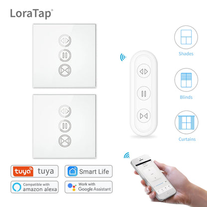 Tuya Smart Life Curtain Switch Rolling Blinds Engine Roller Shutter RF & WiFi Connected Google Home Alexa Echo Motor LoraTap