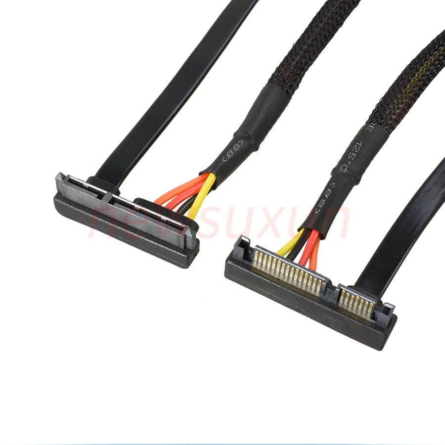 15cm SATA 22 Pin Male To Female 90 degrees Sata Extension Cable SATA 6Gb/s 22 Pin Male to Female 7+15 Pin SATA Data HDD Power