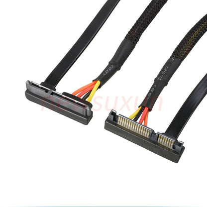 15cm SATA 22 Pin Male To Female 90 degrees Sata Extension Cable SATA 6Gb/s 22 Pin Male to Female 7+15 Pin SATA Data HDD Power