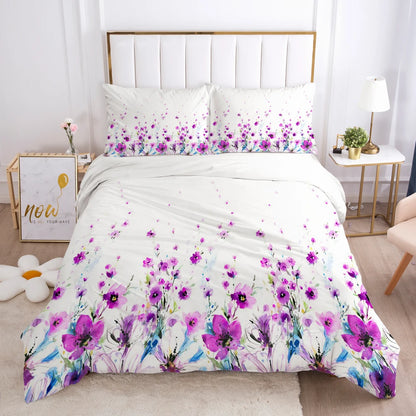 Bedding Set Duvet Cover Pillowcases Comforter/Quilt/Blanket Cover Luxury 3D HD Quality Printed Reactive Queen Single purple