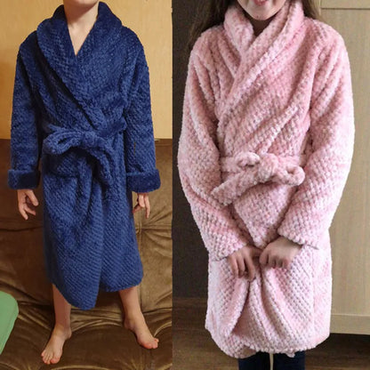 Kids Sleepwear Robe Autumn Winter Flannel Warm Bathrobe For Girls 4-16 Years Teenagers Children Pajamas For Boys Girl Pajamas