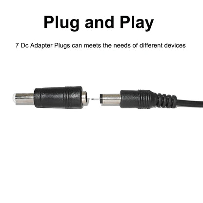Universal Power Cable USB to DC 5.5 * 2.1mm Jack 5V Charging Cord with 8 Selectable Connector Tips for CCTV Cameras TV Box