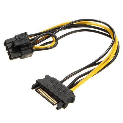 Dual SATA 15pin to 8pin Graphic Card Power Adapter Cable 20cm PCIE SATA Power Supply Cable 8p to SATA for Bitcoin Miner Mining
