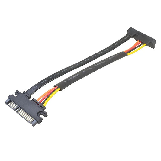 15cm SATA 22 Pin Male To Female 90 degrees Sata Extension Cable SATA 6Gb/s 22 Pin Male to Female 7+15 Pin SATA Data HDD Power