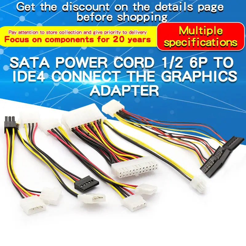 Power Supply Cable SATA Cable One Point Two 6P to IDE4/10/12P Pin Hard Drive Power Supply Cable Cord Adapter