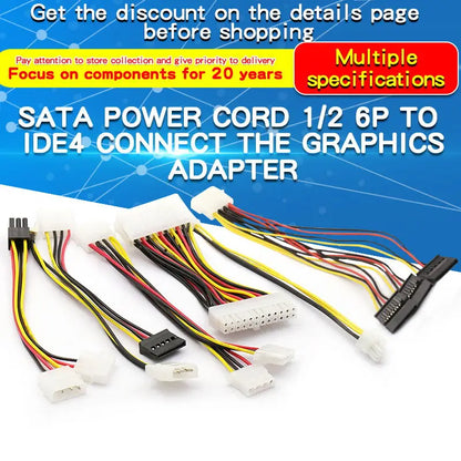 Power Supply Cable SATA Cable One Point Two 6P to IDE4/10/12P Pin Hard Drive Power Supply Cable Cord Adapter