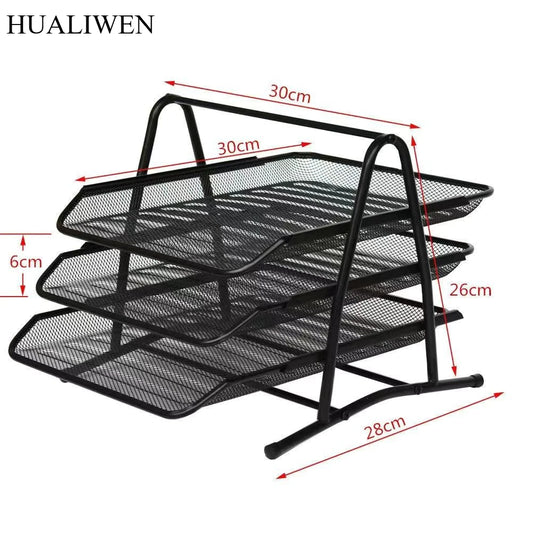Office Supplies, Wire Mesh, Metal Three-layer File Rack, Data Tray Storage Rack, Data Tray Drawer Style