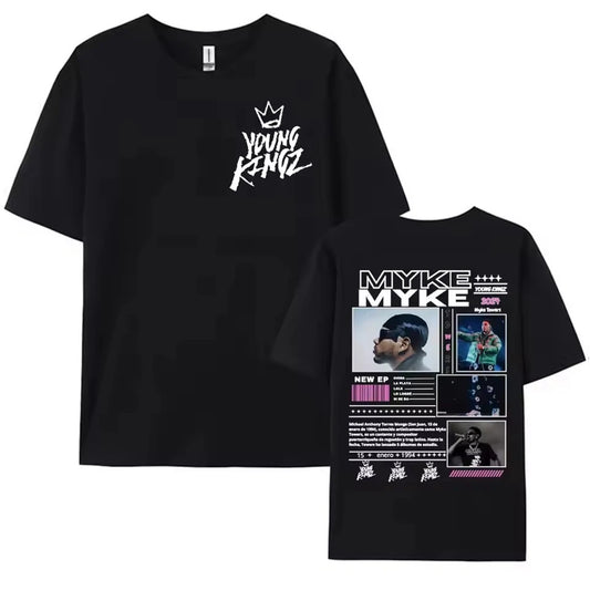 Ropa Hombre short sleeve Men Clothing Homme Mens New in Top & Tees Tee Shirt Rapper Myke Towers Graphic Printed T-shirts