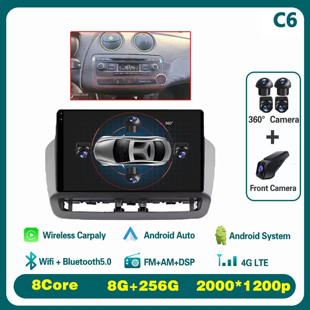 GPS Navigation QLED Touch Screen For Seat Ibiza 2012-2015 Android Auto Radio Car Multimedia Video Player 5G WIFI BT No 2din DVD