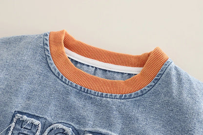 Children Cotton Clothes Summer Boy Causal Denim T Shirt Short 2Pcs/set Infant Kid Fashion Toddler Tracksuit 0-5 Years